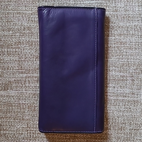 Rolfs American Classic Vintage Purple Cowhide Leather Checkbook Wallet - Picture 4 of 13